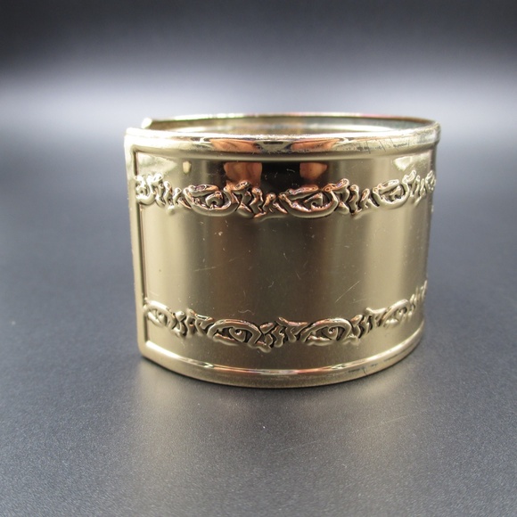 Vintage Gold Tone Ornate Heavy Cuff Bracelet - Picture 3 of 8